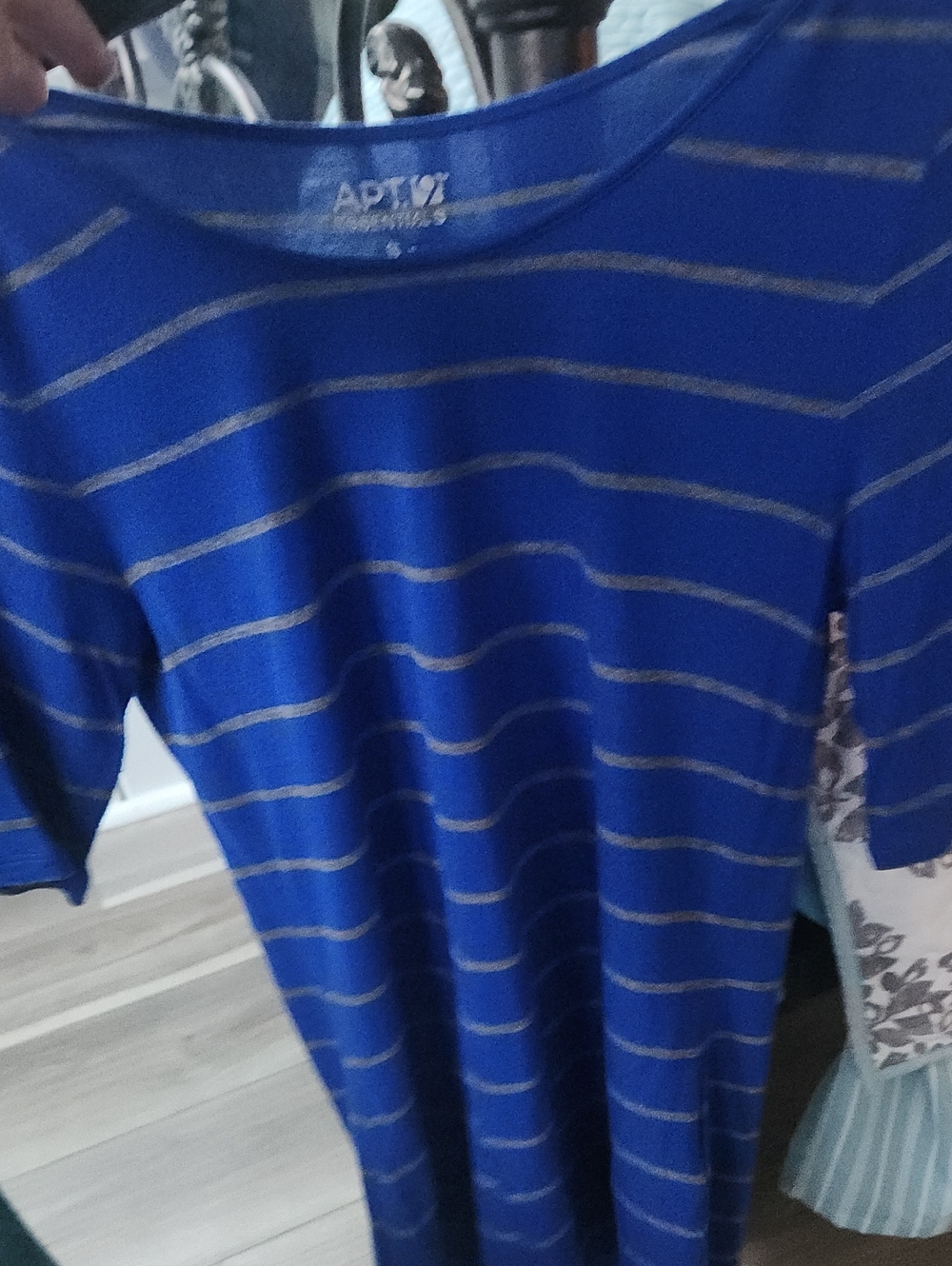 Apt. 9 Blue Dress with Gold Metallic Stripes